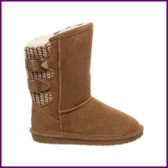 Youth Suede Slip-On Boots, Knit Back, Wool Lined, Winter Comfort - Picture 5 of 8